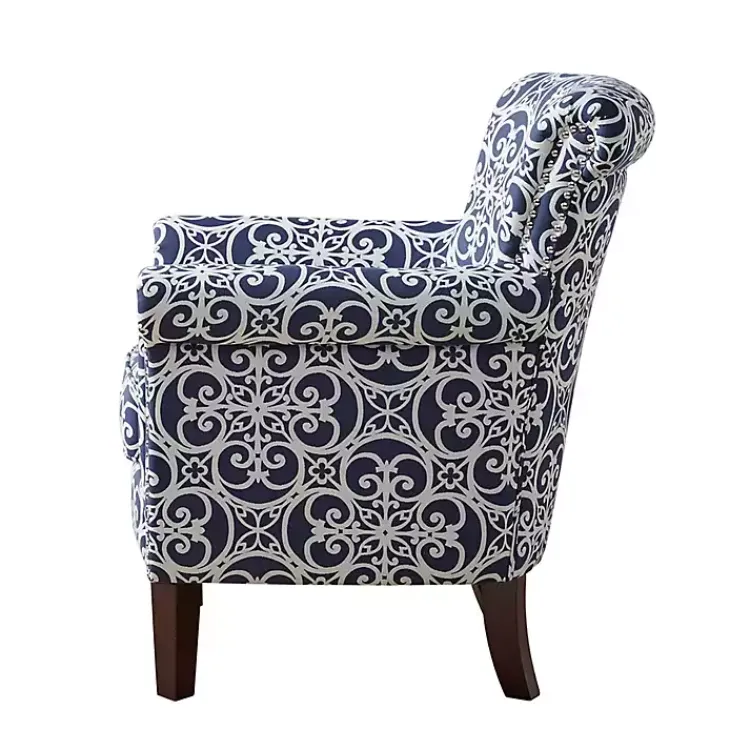 Accent Chairs-Kirklands Home Fretwork Accent Club Chair Blue