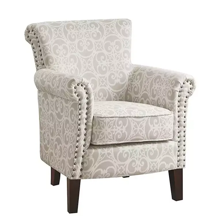 Accent Chairs-Kirklands Home Fretwork Accent Club Chair Tan