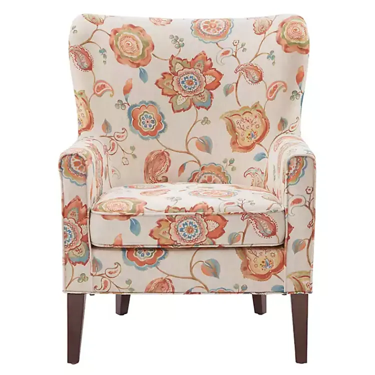 Accent Chairs-Kirklands Home Red Floral Colette Accent Chair