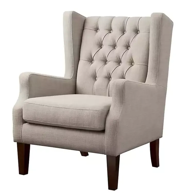 Accent Chairs-Kirklands Home Button Tufted Accent Chair Ivory
