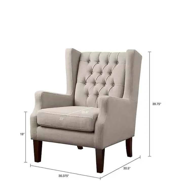 Accent Chairs-Kirklands Home Button Tufted Accent Chair Ivory