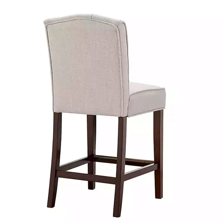 Bar Stools & Counter Height Stools-Kirklands Home Tufted Upholstered Wood Counter Stool Tan