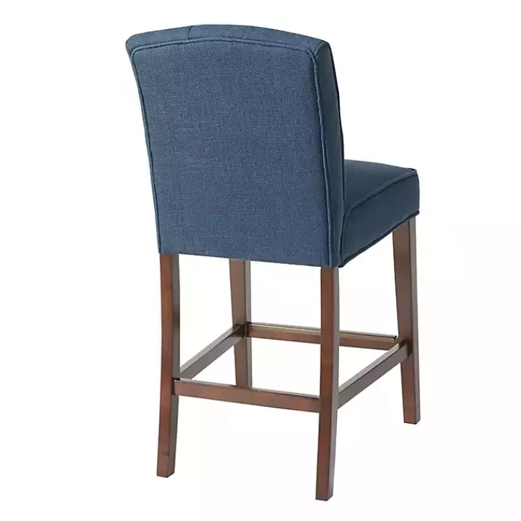 Bar Stools & Counter Height Stools-Kirklands Home Tufted Upholstered Wood Counter Stool Blue