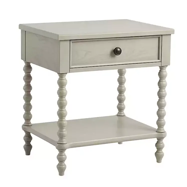 Nightstands-Kirklands Home Wood Turned Legs Nightstand Ivory