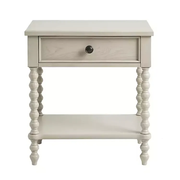 Nightstands-Kirklands Home Wood Turned Legs Nightstand Ivory