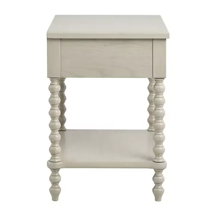 Nightstands-Kirklands Home Wood Turned Legs Nightstand Ivory