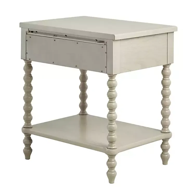 Nightstands-Kirklands Home Wood Turned Legs Nightstand Ivory