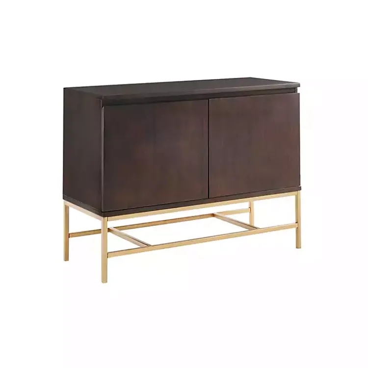 Tv Stands & Media Consoles-Kirklands Home Wood and Gold Martha Stewart Cabinet Brown