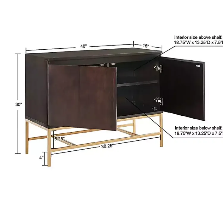 Tv Stands & Media Consoles-Kirklands Home Wood and Gold Martha Stewart Cabinet Brown