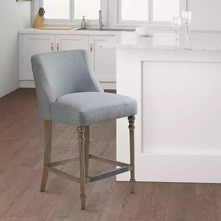 Bar Stools & Counter Height Stools-Kirklands Home Light Martha Stewart Delaney Counter Stool Blue