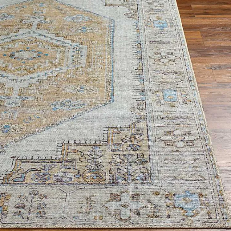 Area Rugs-Kirklands Home Amelie Yellow Traditional Washable Area Rug, 7x10