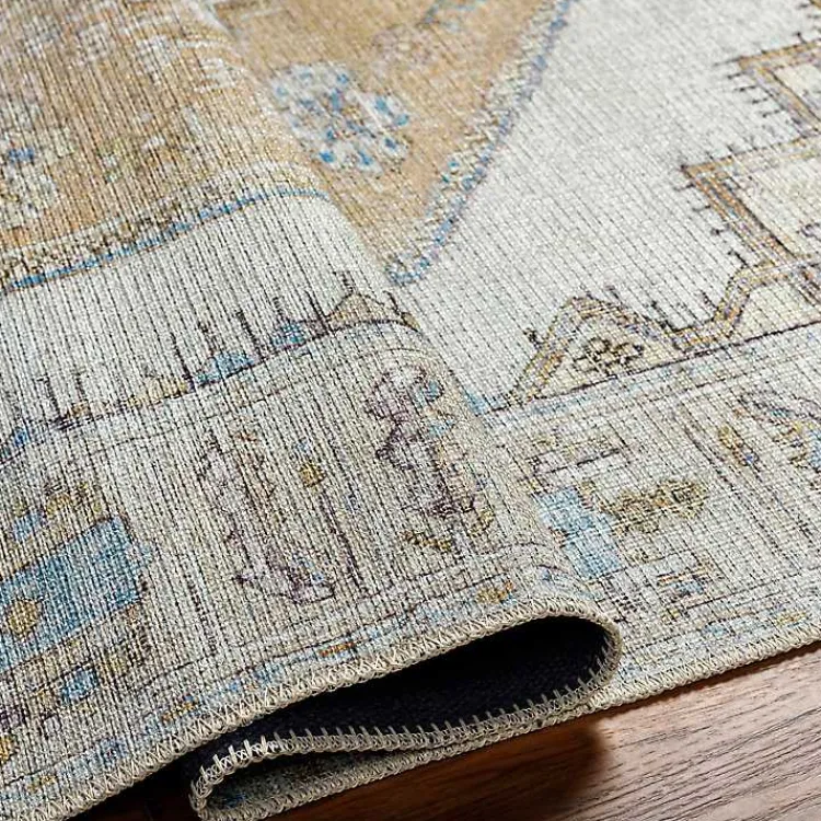 Area Rugs-Kirklands Home Amelie Yellow Traditional Washable Area Rug, 8x12