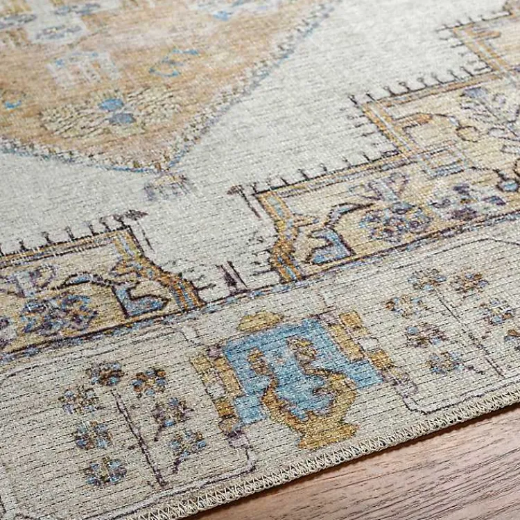 Area Rugs-Kirklands Home Amelie Yellow Traditional Washable Area Rug, 8x12