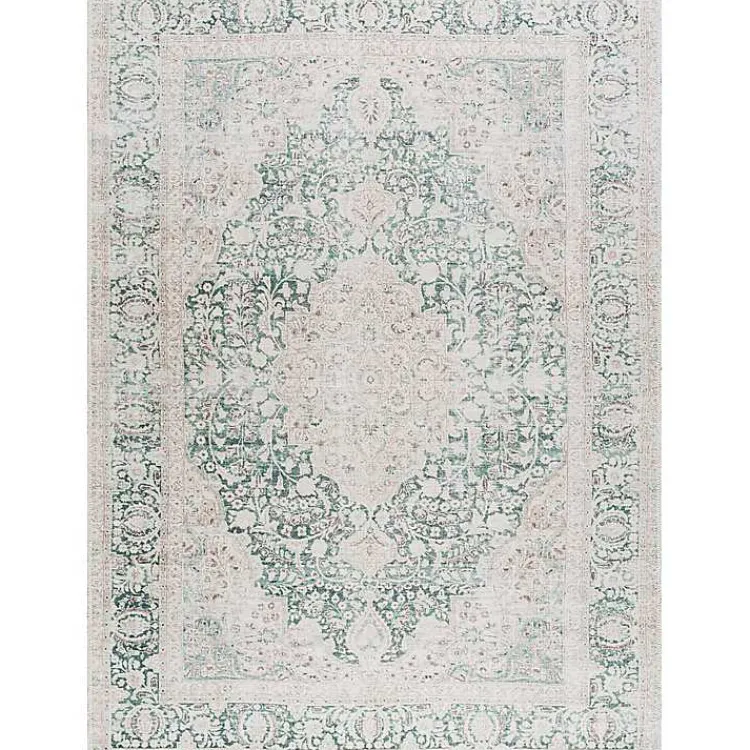 Area Rugs-Kirklands Home Amelie Green Traditional Washable Area Rug, 7x10