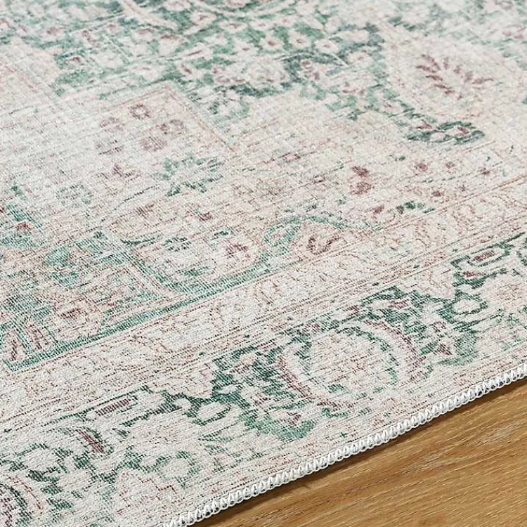Area Rugs-Kirklands Home Amelie Green Traditional Washable Area Rug, 7x10