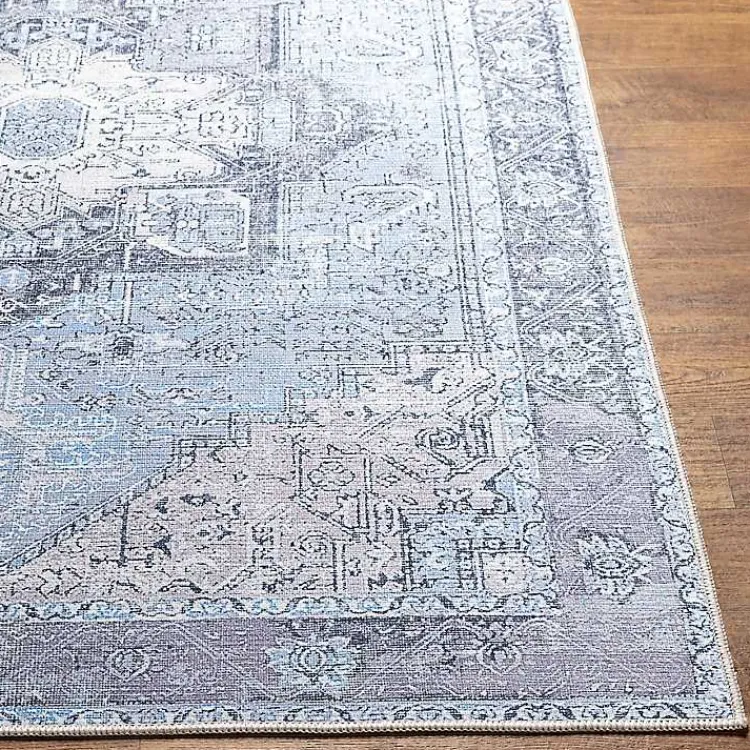 Area Rugs-Kirklands Home Amelie Silver Classic Washable Area Rug, 5x7 Blue
