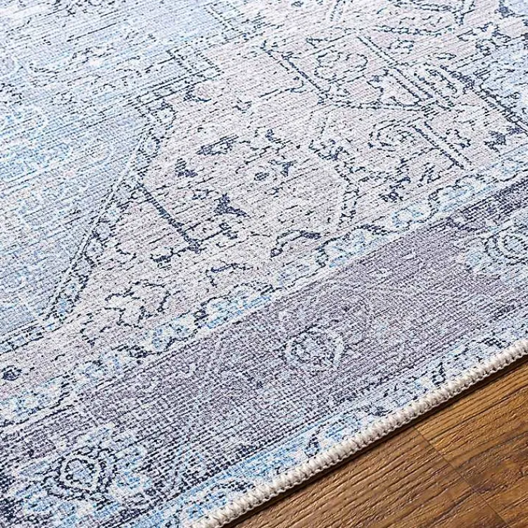 Area Rugs-Kirklands Home Amelie Silver Classic Washable Area Rug, 5x7 Blue