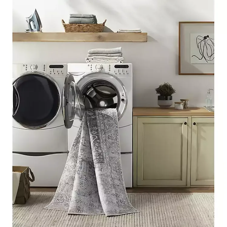 Area Rugs-Kirklands Home Amelie Navy Blue Classic Washable Area Rug, 6x9