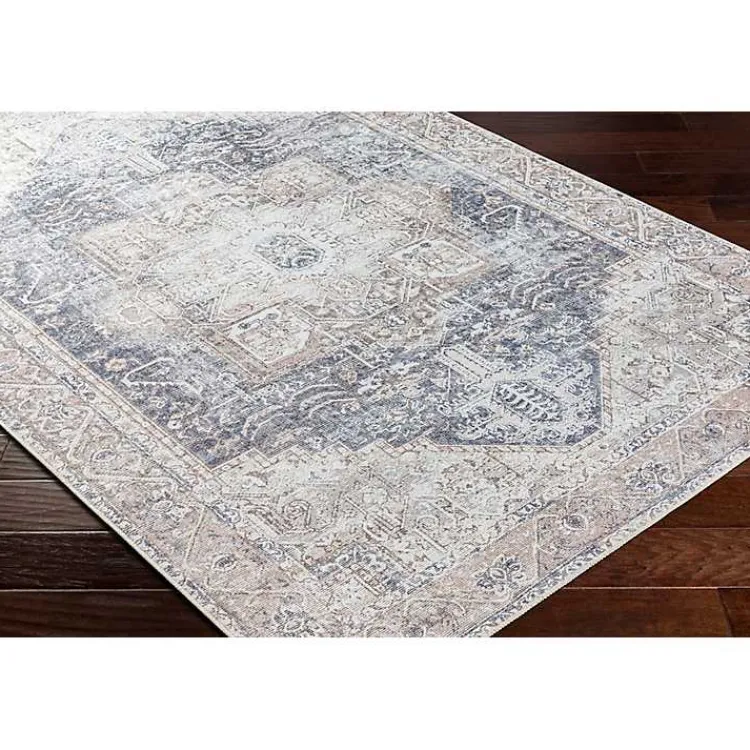 Area Rugs-Kirklands Home Amelie Navy Blue Classic Washable Area Rug, 6x9