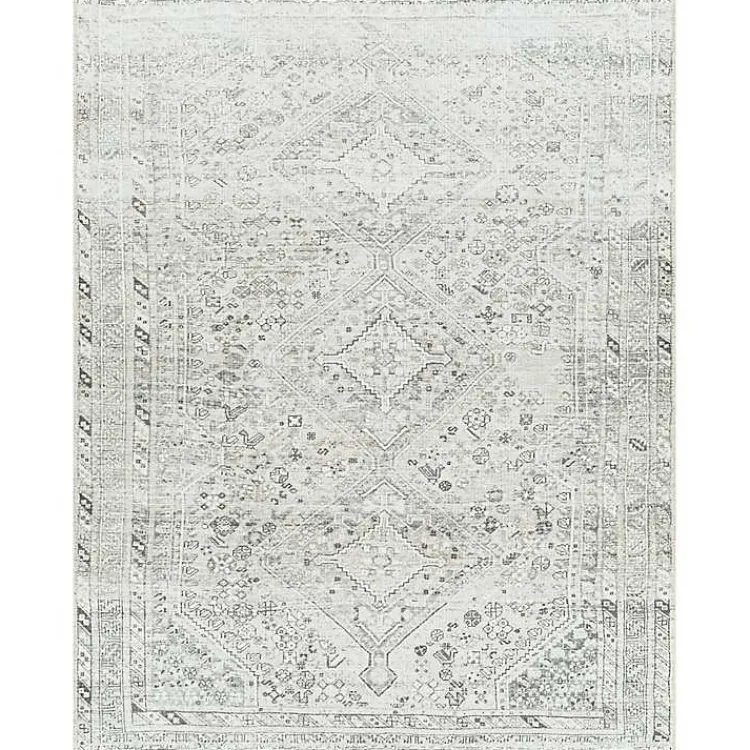 Area Rugs-Kirklands Home Cream Traditional Washable Area Rug, 5x7 Ivory