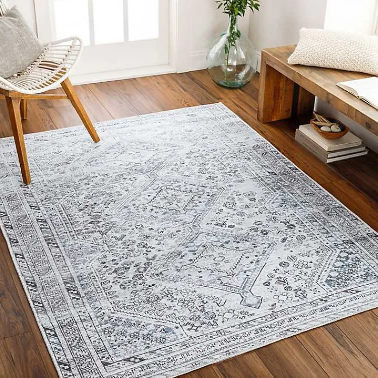 Area Rugs-Kirklands Home Traditional Washable Area Rug, 6x9 Blue