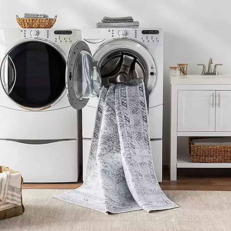 Area Rugs-Kirklands Home Traditional Washable Area Rug, 6x9 Blue