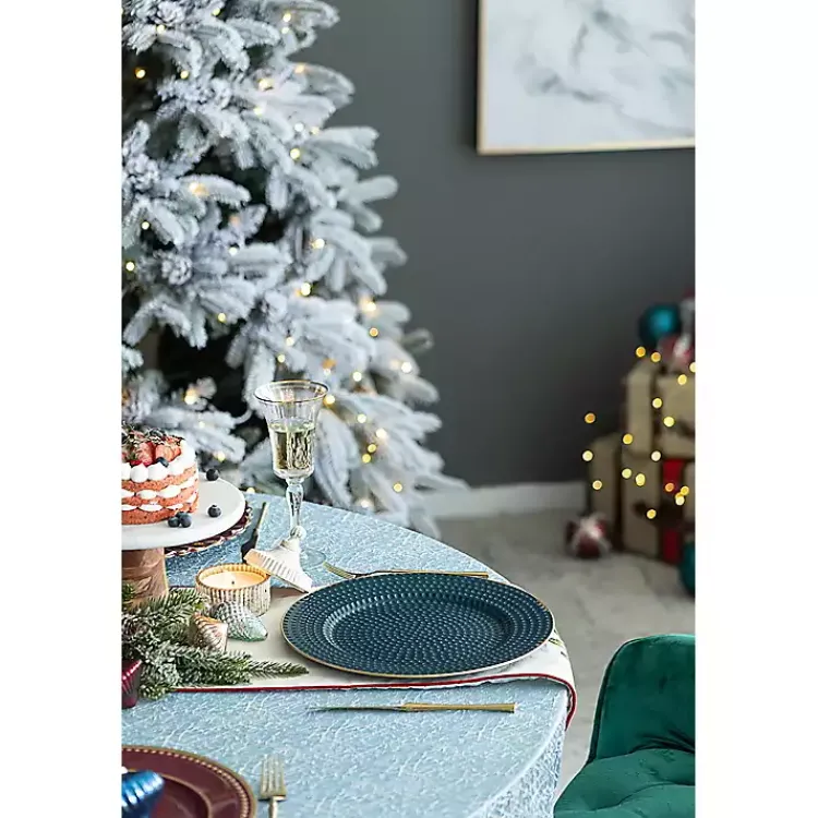 Serving & Entertaining-Kirklands Home Teal and Gold Hobnail Chargers, Set of 4 Blue