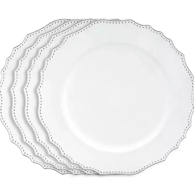 Serving & Entertaining-Kirklands Home Scalloped Beaded Rim Chargers, Set of 4 White