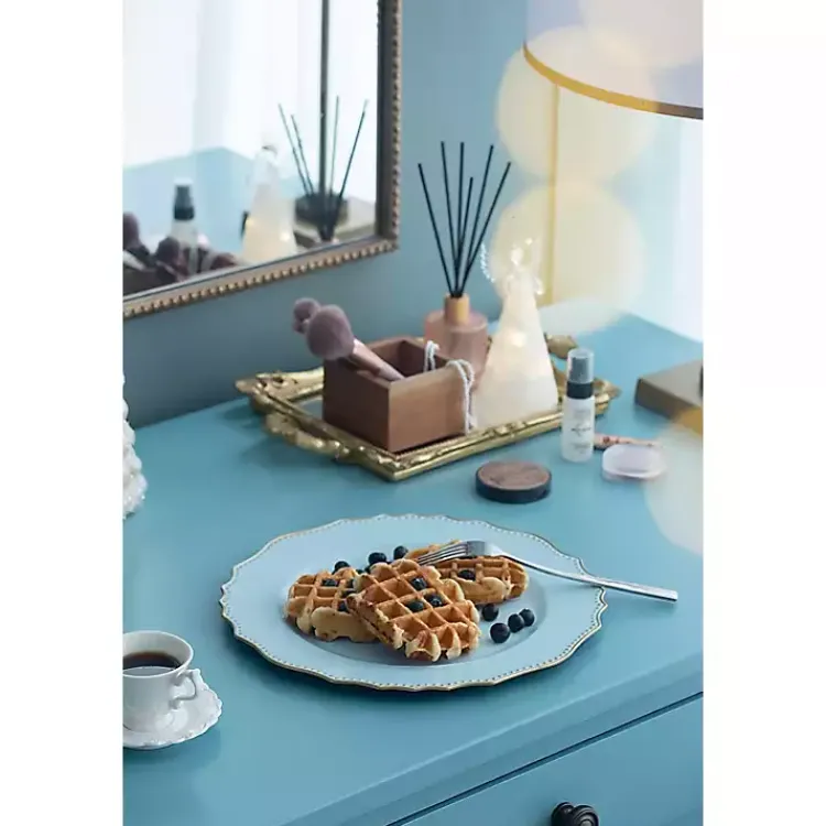 Serving & Entertaining-Kirklands Home Scalloped Beaded Rim Chargers, Set of 4 Blue