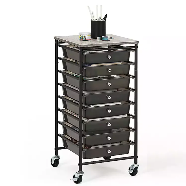 Office Furniture-Kirklands Home 8-Drawer Rolling Storage Cart Black
