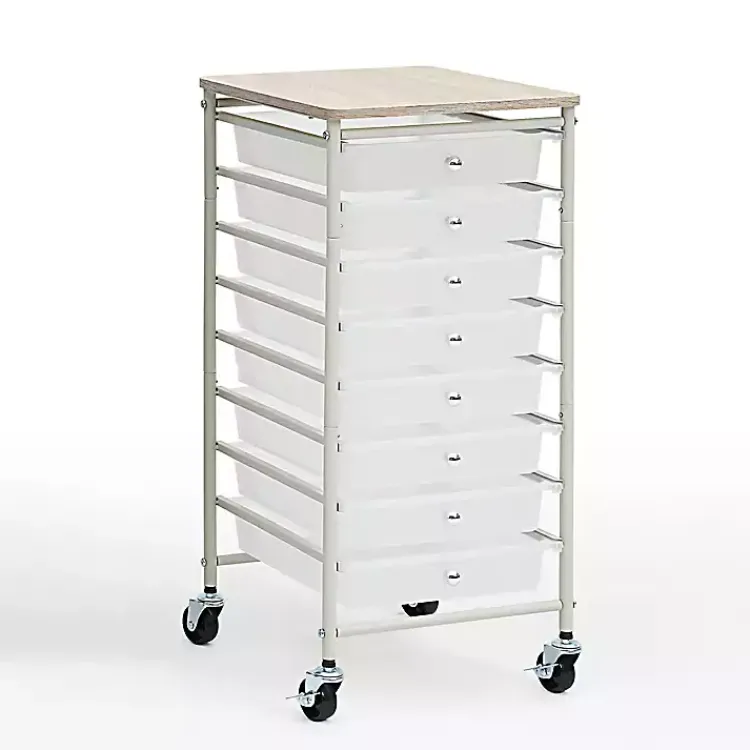 Office Furniture-Kirklands Home 8-Drawer Rolling Storage Cart White