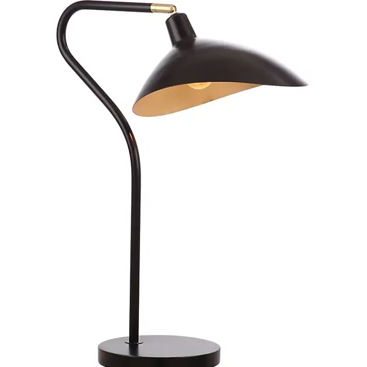 Table Lamps-Kirklands Home Black and Gold Curved Neck Giselle Task Lamp