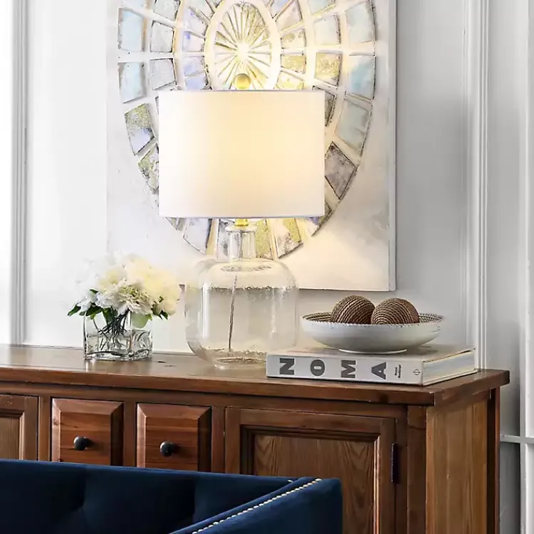 Table Lamps-Kirklands Home Seeded Glass Armena Table Lamp White