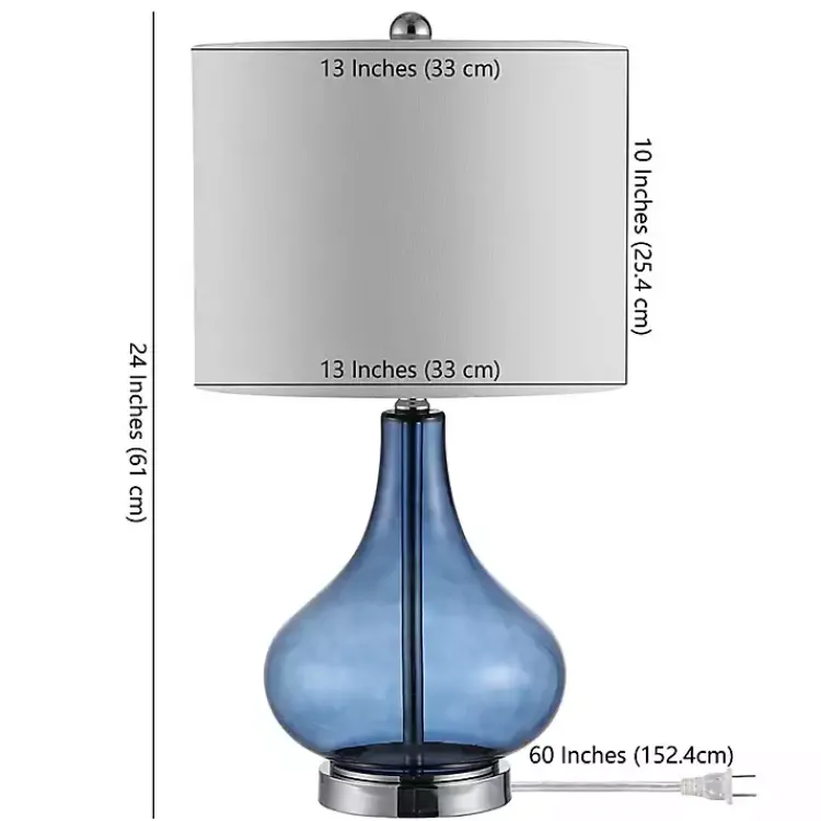 Table Lamps-Kirklands Home Blue Glass Curved Brooks Table Lamp White
