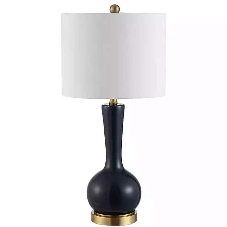 Table Lamps-Kirklands Home Dark Blue Glass Gaetna Table Lamp White