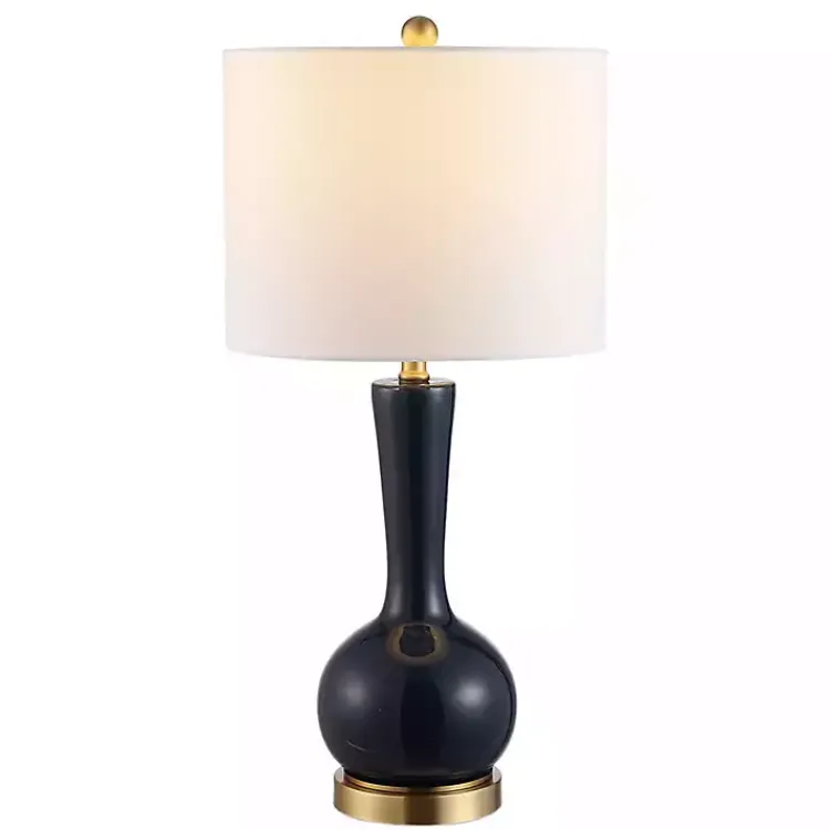 Table Lamps-Kirklands Home Dark Blue Glass Gaetna Table Lamp White