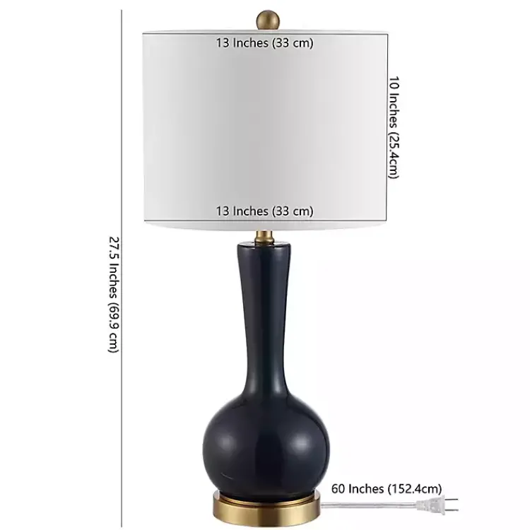 Table Lamps-Kirklands Home Dark Blue Glass Gaetna Table Lamp White