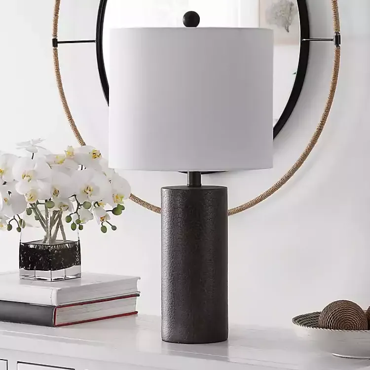 Table Lamps-Kirklands Home Dark Gray Textured Nori Table Lamp White