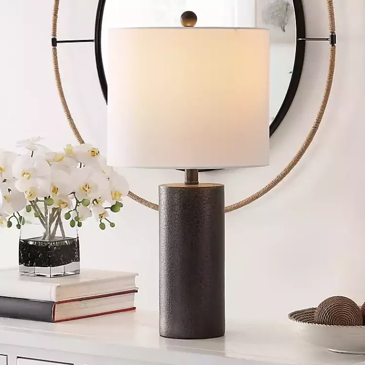 Table Lamps-Kirklands Home Dark Gray Textured Nori Table Lamp White
