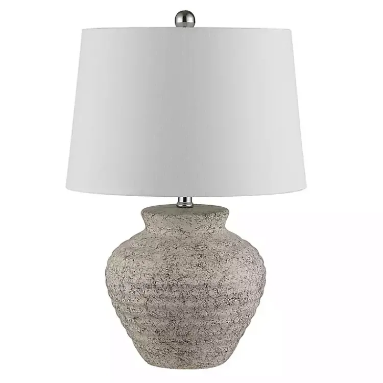 Table Lamps-Kirklands Home Distressed Gray Ceramic Jug Ledger Table Lamp White