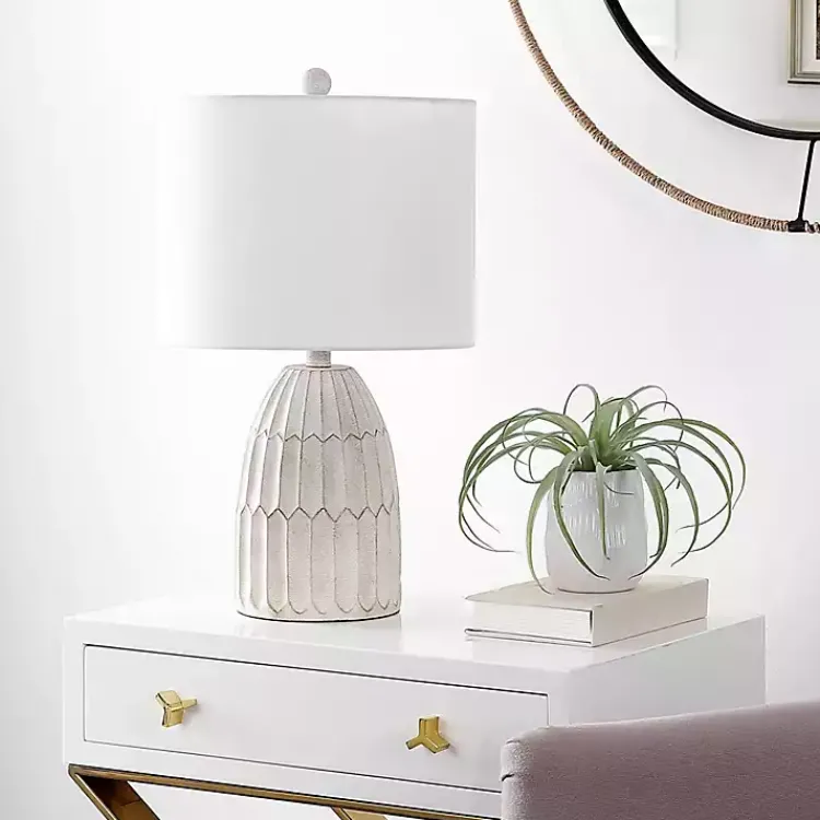 Table Lamps-Kirklands Home Weathered Geometric Table Lamp White