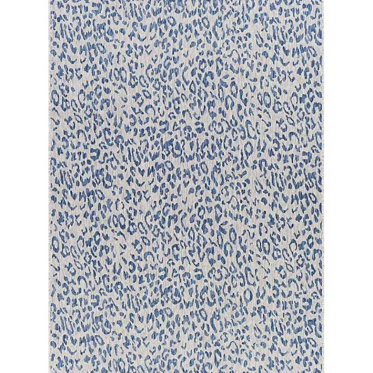 Outdoor Rugs-Kirklands Home Cauli Leopard Print Outdoor Rug, 4x5 Blue