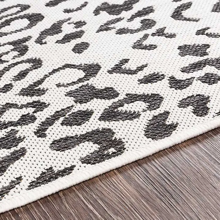 Outdoor Rugs-Kirklands Home Cauli Leopard Print Round Outdoor Rug, 6 ft. Black