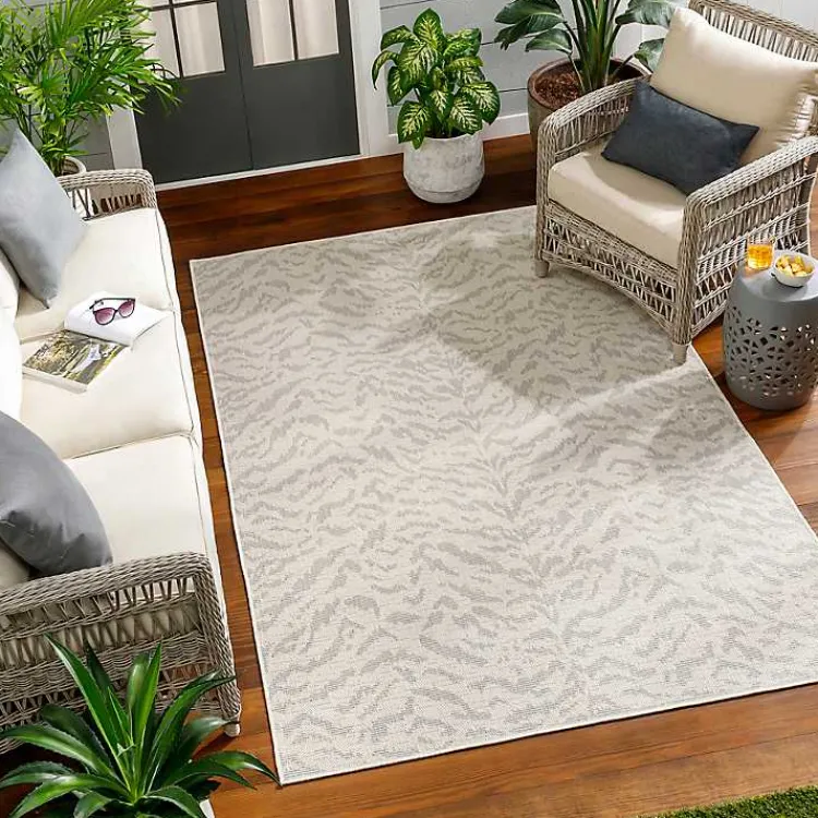 Outdoor Rugs-Kirklands Home Gray Ravello Outdoor Rug, 6x9