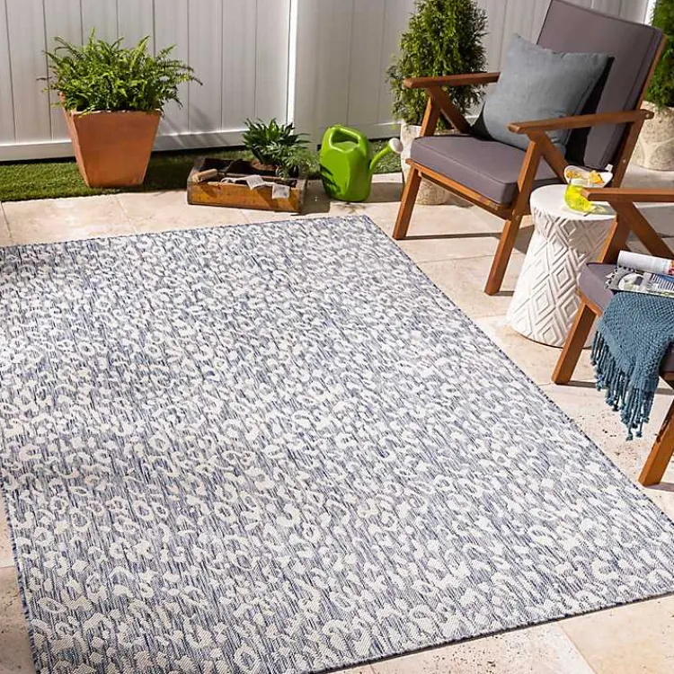 Outdoor Rugs-Kirklands Home Blue Amur Outdoor Rug, 5x7