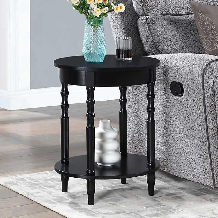 Accent & End Tables-Kirklands Home Spindle Legs Oval Accent Table Black