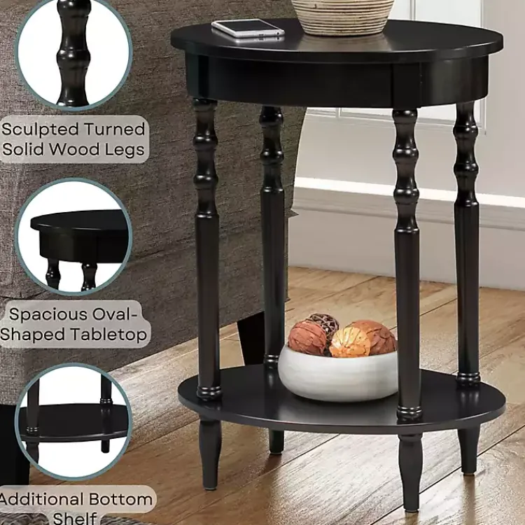 Accent & End Tables-Kirklands Home Spindle Legs Oval Accent Table Black