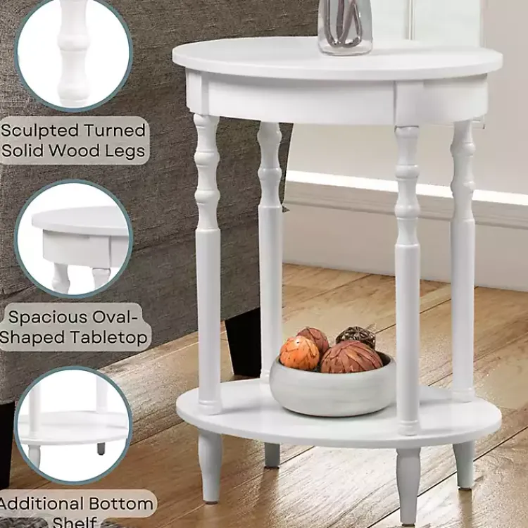 Accent & End Tables-Kirklands Home Spindle Legs Oval Accent Table White