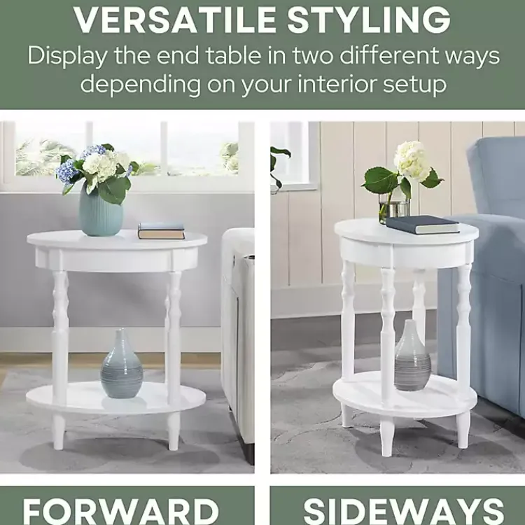 Accent & End Tables-Kirklands Home Spindle Legs Oval Accent Table White