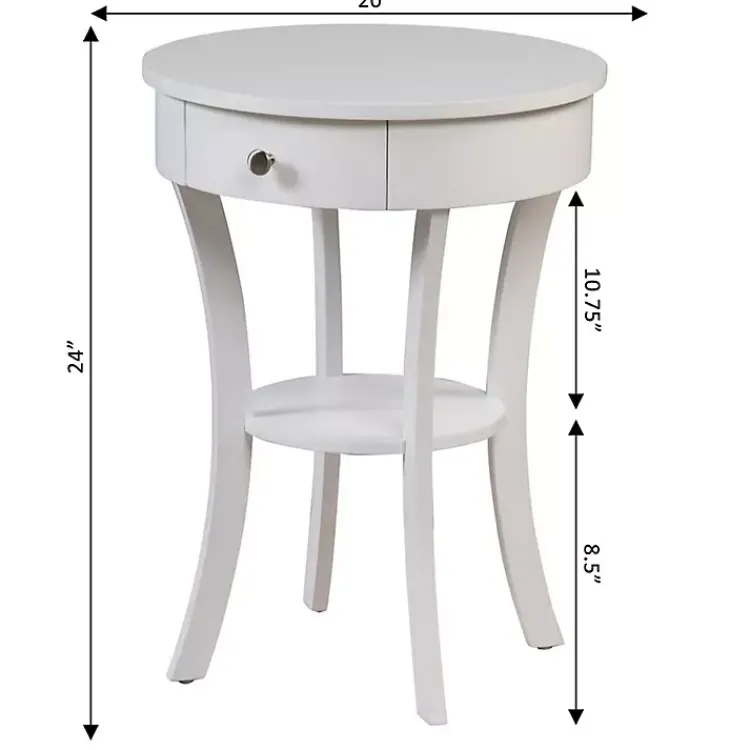 Accent & End Tables-Kirklands Home Curved Legs Round Drawer Accent Table White